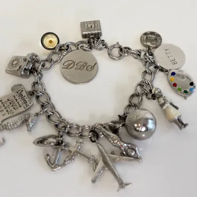 Sale Photo Thumbnail #168: Lot 8851 vintage 1960s sterling silver charm bracelet jewelry