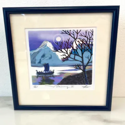 Sale Photo Thumbnail #4: Lot 8620 arvid norendal norwegian viking landscape art pint