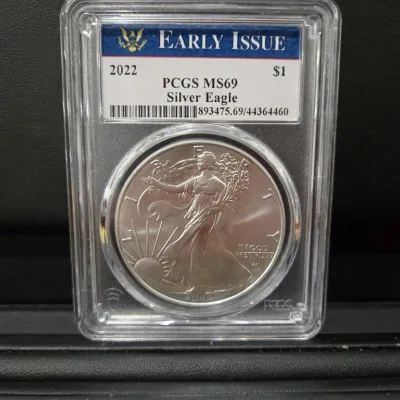 Sale Photo Thumbnail #34: Early Issue American Eagle Silver Dollar 2022 PCGS MS69
