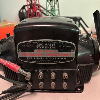 Vintage Lionel Trainmaster Type ZW 250-watt multi-control transformer, showing some dust and wear from age.