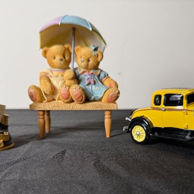 Cherished Teddies Music Box & Comedy/Tragedy Mask Figurine