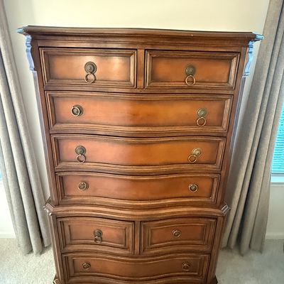 Vintage Serpentine Front Tall Chest of Drawers