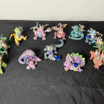 Collection of 13 Mood Dragons Figurines by TF&M