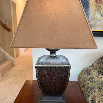Faux Leather Studded Table Lamp