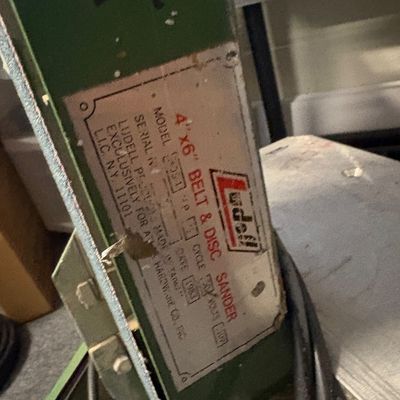 Ludell 4" x 6" belt and disc sander, model 2051, manufactured in 1983.