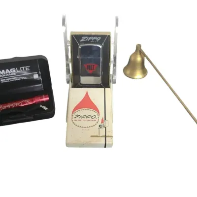 DO106 Zippo Slim Lighter w/ Original Box, Brass Candle Snuffer & Dale Earnhardt Maglite 
