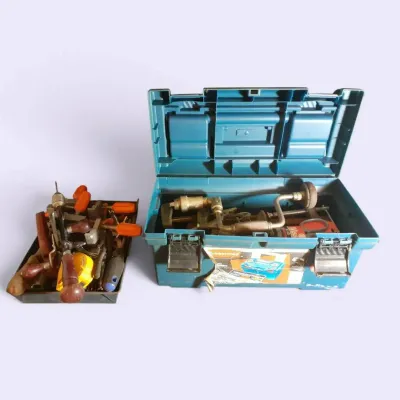 DO213 Rubbermaid Toolbox And Assortment Of Hand Tools