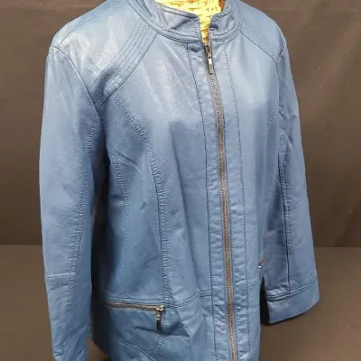 Christopher & Banks Pleasant Polyurethane Jacket In A Brilliant Blue Hue