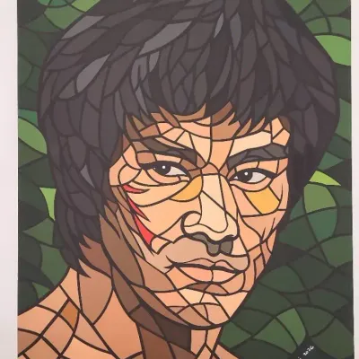 Enter the Dragon – Bruce Lee Pop Art Stained Glass-Style Print