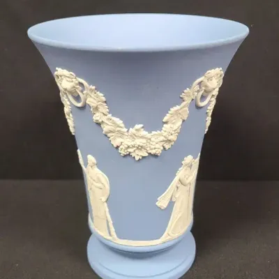 Classic Blue & White – Wedgwood Jasperware Grecian Figure Vase