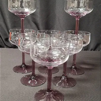 Fostoria “Corsage” Amethyst Purple Champagne Coupes – Set of 8