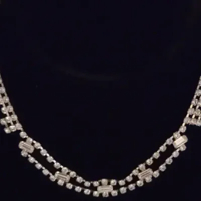 Art Deco Rhinestone Double-Strand Necklace