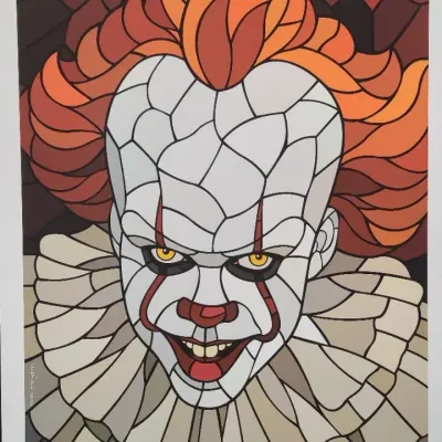 We All Float – Pennywise IT Pop Art Stained Glass-Style Print