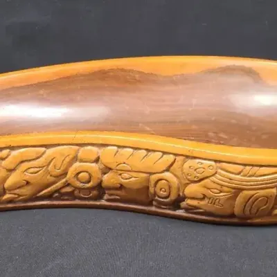 Handsome Handmade Honduran Free-Form Bowl With Classic Carved Details