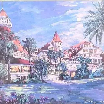 Glenn McNary “Hotel Del in the Moonlight” Framed Art Print