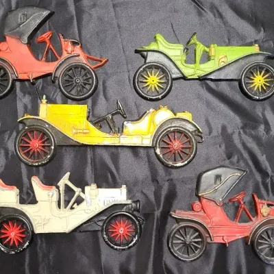5 Piece Set Of Midwest Cast Iron Metal Auto Decorative Wall Plaques 