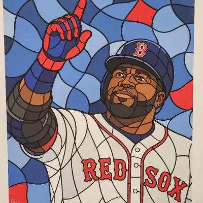 Big Papi! – David Ortiz Red Sox Pop Art Stained Glass-Style Print