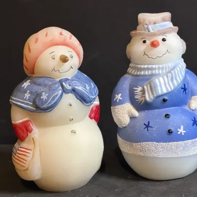 Fenton Patriotic Mr. Snowman & Mrs. Snowlady