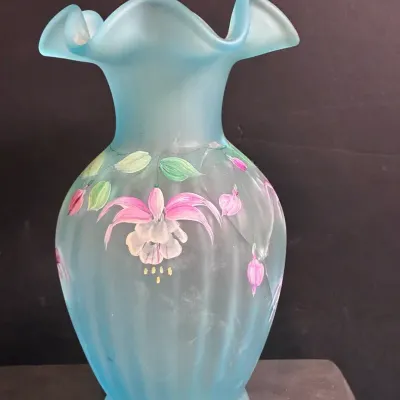 Fenton Satin Blue Vase