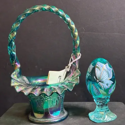 Fenton Green Egg And Basket