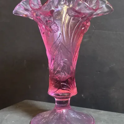 Fenton Empress Rose Footed Trumpet Vase