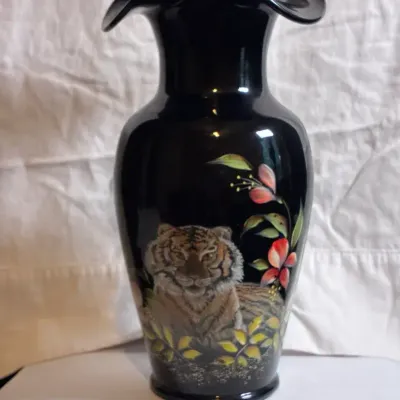 Fenton Tiger Safari Vase