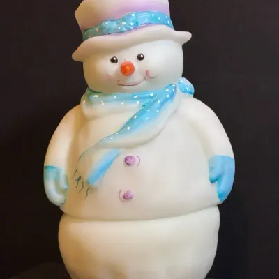 Fenton Blue Burmese Frosted Fairy Lamp