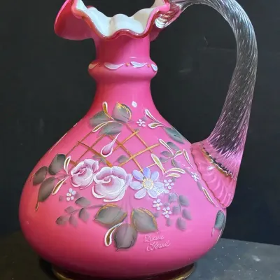 Fenton Wild Rose Overlay Pitcher