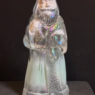 Fenton Iridescent Carnival Glass Santa