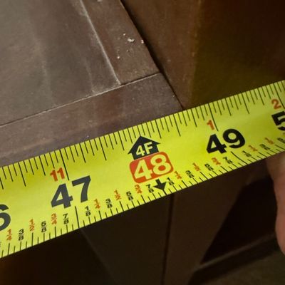 Sale Photo Thumbnail #278: There are three units that all match and could be put together to make a large bookcase unit. Shows light surface wear and minor dust from previous use, but remains in sturdy, functional condition.
- Center Console: 48" W x 16" D x 36" H