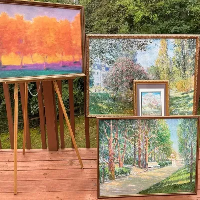 FRAMED LANDSCAPE PAINTING LOT/4 PIECE PIECES