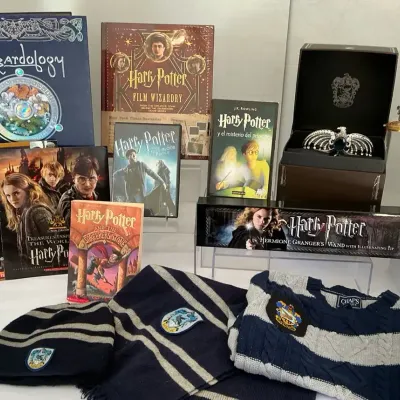 HARRY POTTER COLLECTION SET- BOOKS, MOVIE GUIDES AND HOGWARTS CLOTHING 