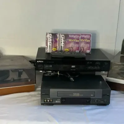 Vintage Turntables, DVD &  VHS Player,  DVD R Disk