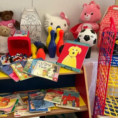 Vintage Wood Toy Box & ABC Table/Playroom Toys
