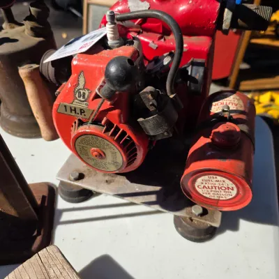 Sale Photo Thumbnail #20: Vintage Ohlsson & Rice (O&R) Compact III 1 H.P. small gasoline engine, featuring a red painted finish and attached fuel tank.