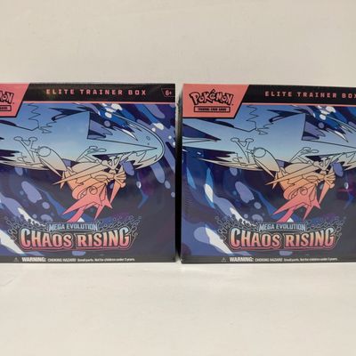 Sale Photo Thumbnail #199: Two Pokemon TCG Mega Evolution: Chaos Rising Elite Trainer Boxes
