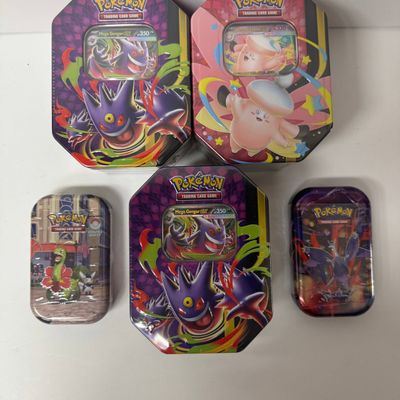 Sale Photo Thumbnail #203: Pokemon Trading Card Game Tins - Mega Gengar, Mega Clefable, and Mega Mawile