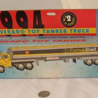 Vintage 1994 Shell Silverado Toy Tanker Truck, limited edition collector's series #2, in its original packaging.
