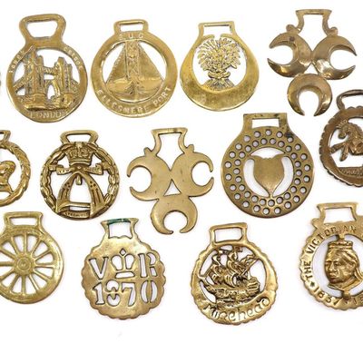 Sale Photo Thumbnail #123: (19) Brass harness ornaments