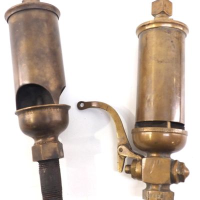 Sale Photo Thumbnail #10: (2) Brass steam whistles