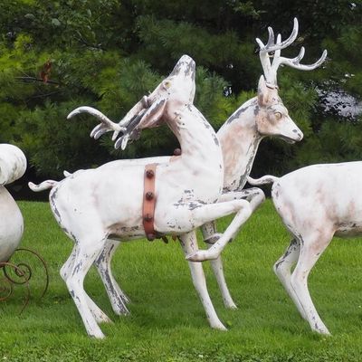 Sale Photo Thumbnail #299: Early Bronner's Santa with sleigh and 3 reindeer