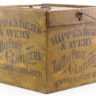 Sale Photo Thumbnail #13: Yellow painted wooden egg crate