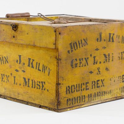 Sale Photo Thumbnail #12: Yellow painted wooden egg crate