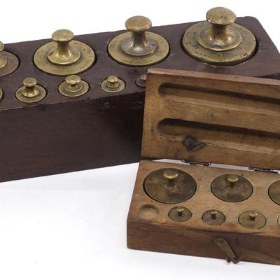 Sale Photo Thumbnail #731: (2) Sets of brass scale weights