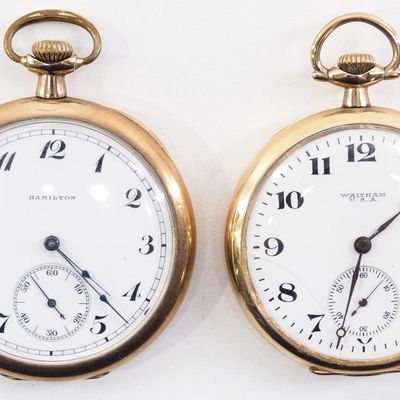 Sale Photo Thumbnail #234: Hamilton 17J and Waltham 17J pocket watches