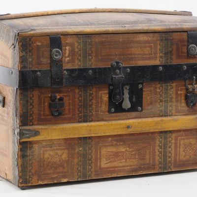 Sale Photo Thumbnail #370: Child-size wooden traveling trunk