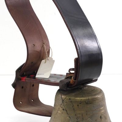 Sale Photo Thumbnail #387: Brass cowbell on wide leather strap