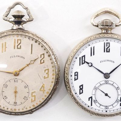 Sale Photo Thumbnail #232: (2) Illinois 17J pocket watches
