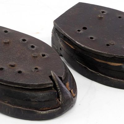 Sale Photo Thumbnail #642: Set of horse shoes with wooden pads