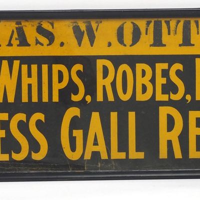 Sale Photo Thumbnail #134: Scarless Gall Remedy sign / 1-qt Eureka Oil tin